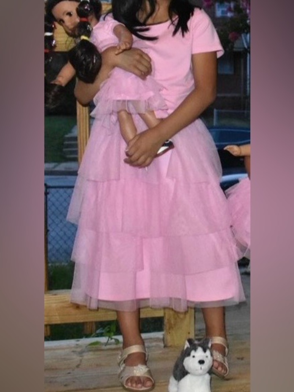 American Girl Pink Layered Tulle Dress